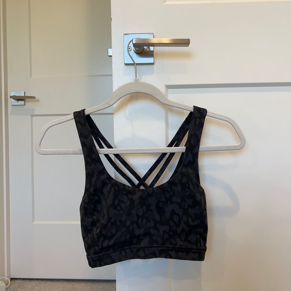 Lululemon Black Cheetah Energy Bra